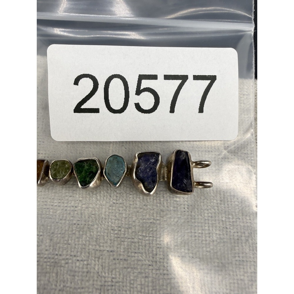 Vintage Seven Chakra Stones Pendant Silver Tone - Picture 9 of 9